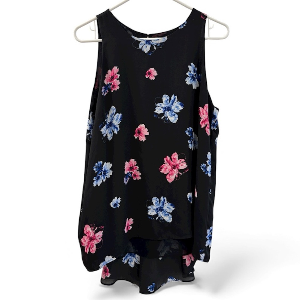 Vince Camuto Black Floral Sleeveless Blouse